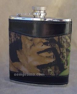 Camo Leather Flask With Black Trim