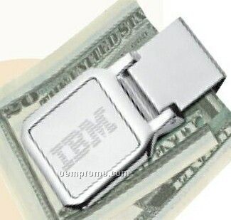 Square Chrome Metal Money Clip (1-1/4