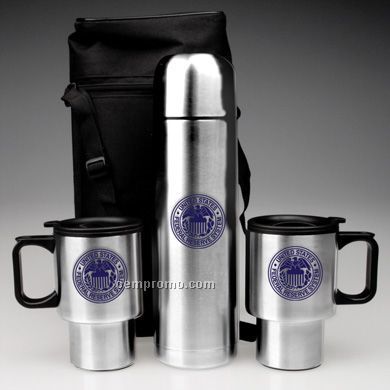 3 Piece Stainless Steel City Set W/ Thermos Carrying Case