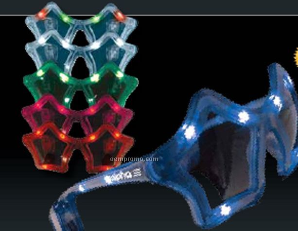 Assorted Color Flashing LED Star Shaped Sunglasses