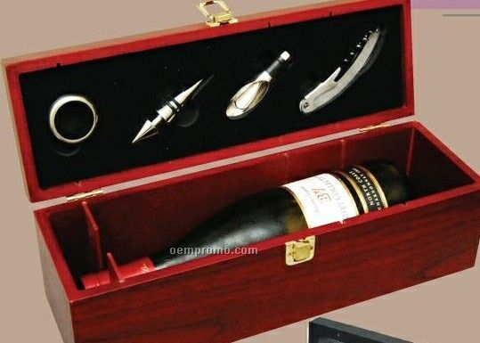 Cherry Wine Box With Wine Pourer & Stopper