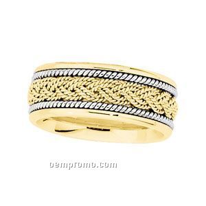 14ktt 8mm Ladies' Hand Woven Wedding Band Ring (Size 7)