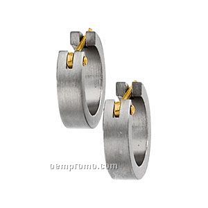 Ladies' Stainless Steel 3-3/4mm Hoop Earring W/ 14ky Post