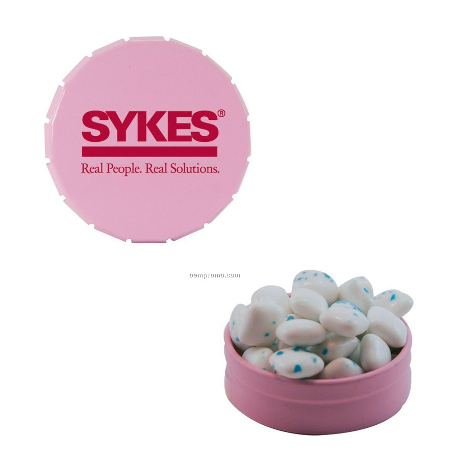 Small Pink Snap-top Mint Tin Filled With Sugar Free Gum