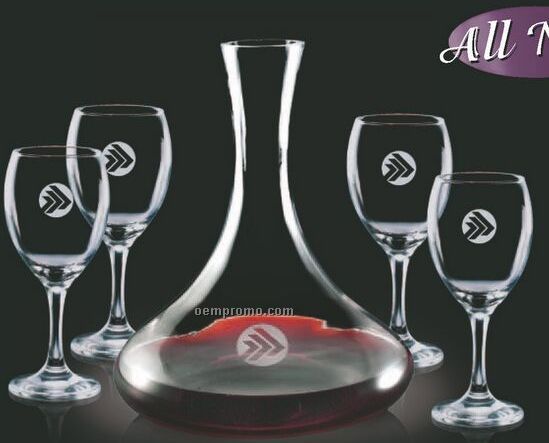 Yorkville Carafe And 4 Wine Glasses