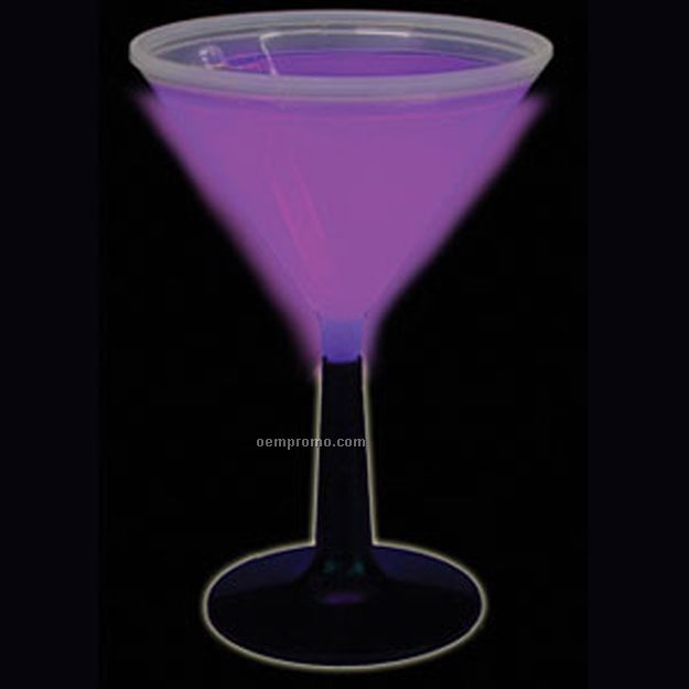 9 Oz. Purple Glow Martini Glass W/ Black Base