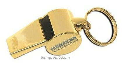 Gold Whistle Key Ring W/ Pouch