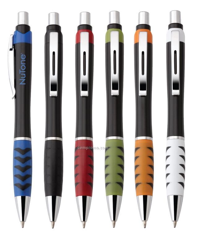 Lightning Retractable Ballpoint Plastic Pen W/ Black Trim