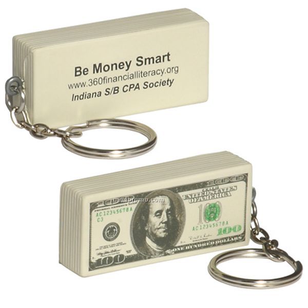 $100 Bill Key Chain Squeeze Toy