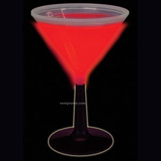 9 Oz. Red Glow Martini Glass W/ Black Base