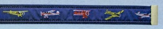 Embroidered Web Belt With Brass Or Silver Tip (Classic Planes)