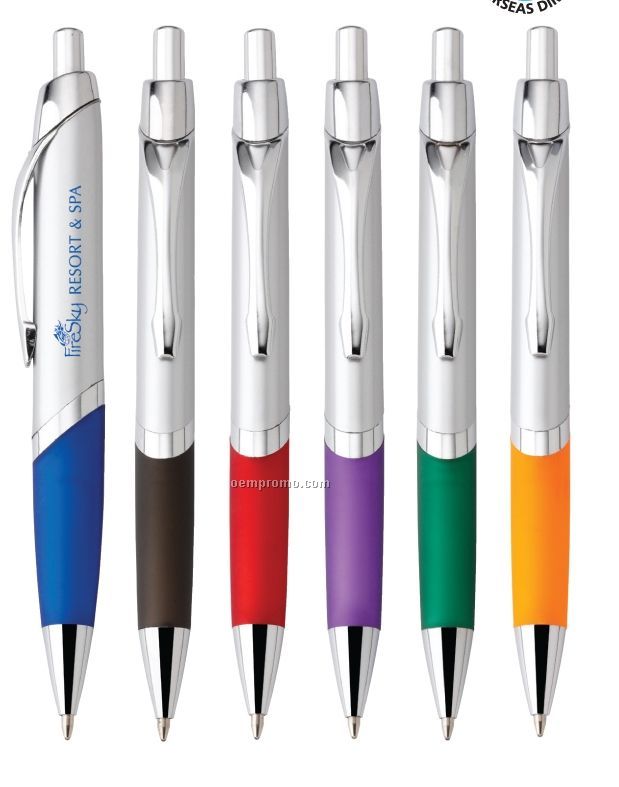 Ginger Push Action Ballpoint Pen W/ Colored Comfort Grip