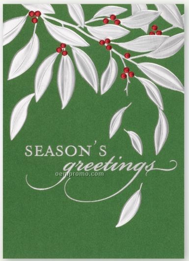 Leaves Of Silver Holiday Card W/ Lined Envelope
