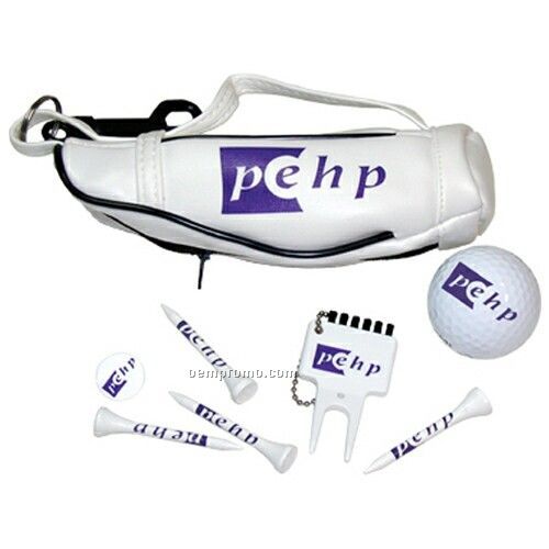 Mini Golf Bag With 4 Tees/ Ball/ Marker & Divot Tool With Brush