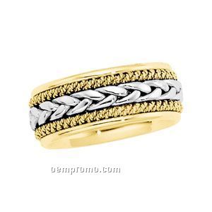 14ktt 8mm Hand Woven Comfort Fit Wedding Band Ring (Size 7)