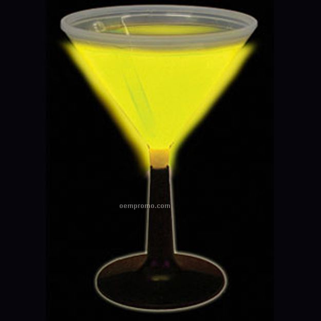 9 Oz. Yellow Glow Martini Glass W/ Black Base