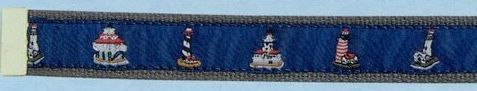 Embroidered Web Belt With Brass Or Silver Tip (Lighthouse)