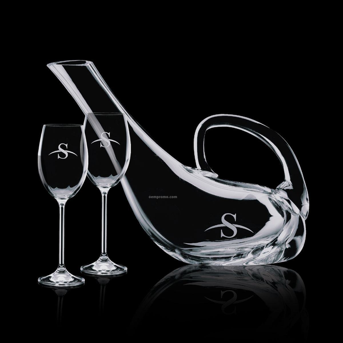 Addington Crystal Carafe & 2 Wine Glasses