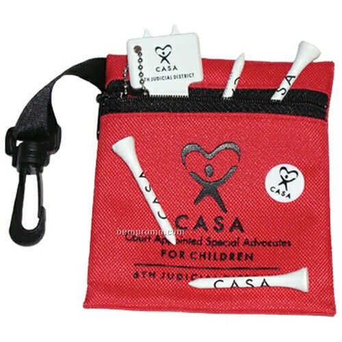 Canvas Golf Pouch With 4 Tees/ Ball Marker & Plastic Divot Tool