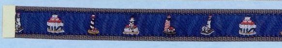 Embroidered Pattern Belt With Leather Tip (Lighthouse)
