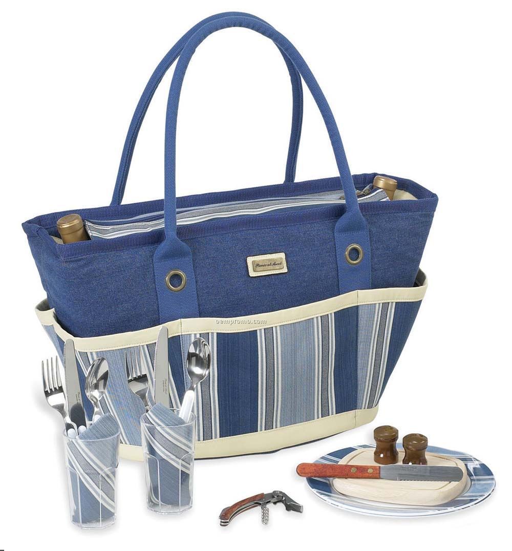 Aegean Picnic Basket Cooler Tote Set For Two