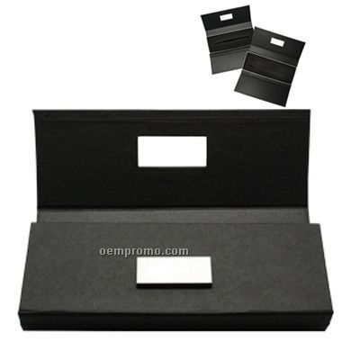 Tri-fold Single Pen Box With Mental Name Plate(Screen Printed)