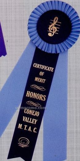 8 3/4" Custom Rosette Ribbon With Double 2"X6" Streamers