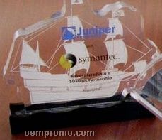 Outline Of Sail Ship On Base Lucite Embedment