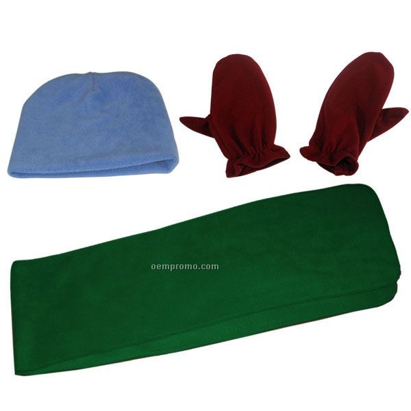 Youth Wicking Fleece Scarf / Hat And Mitts Combo