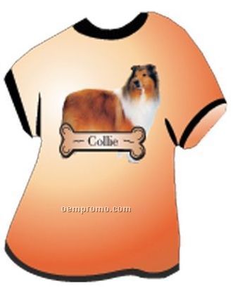 Collie Dog T Shirt Acrylic Coaster W/ Felt Back
