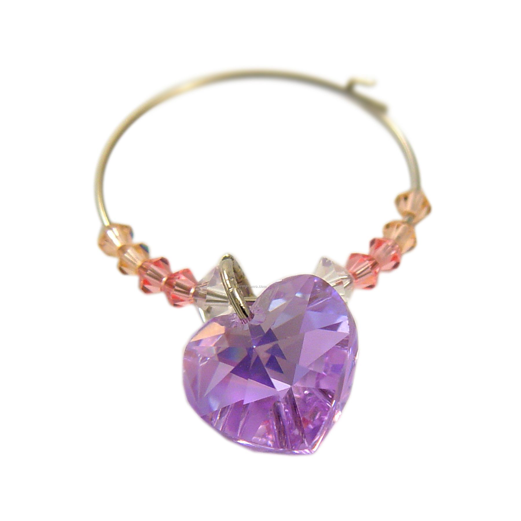 Glamorous - Violet Heart Crystal Wine Charm
