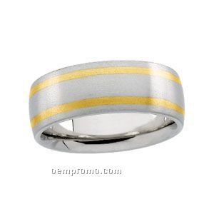 14ktt 7mm Gents' Duo Wedding Band Ring (Gold Accent)