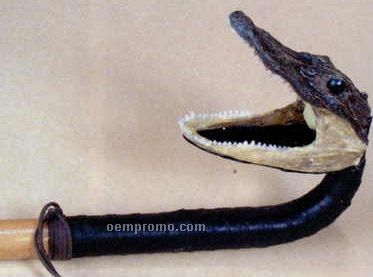 35" Wood Cane W/ Polyresin Alligator Head