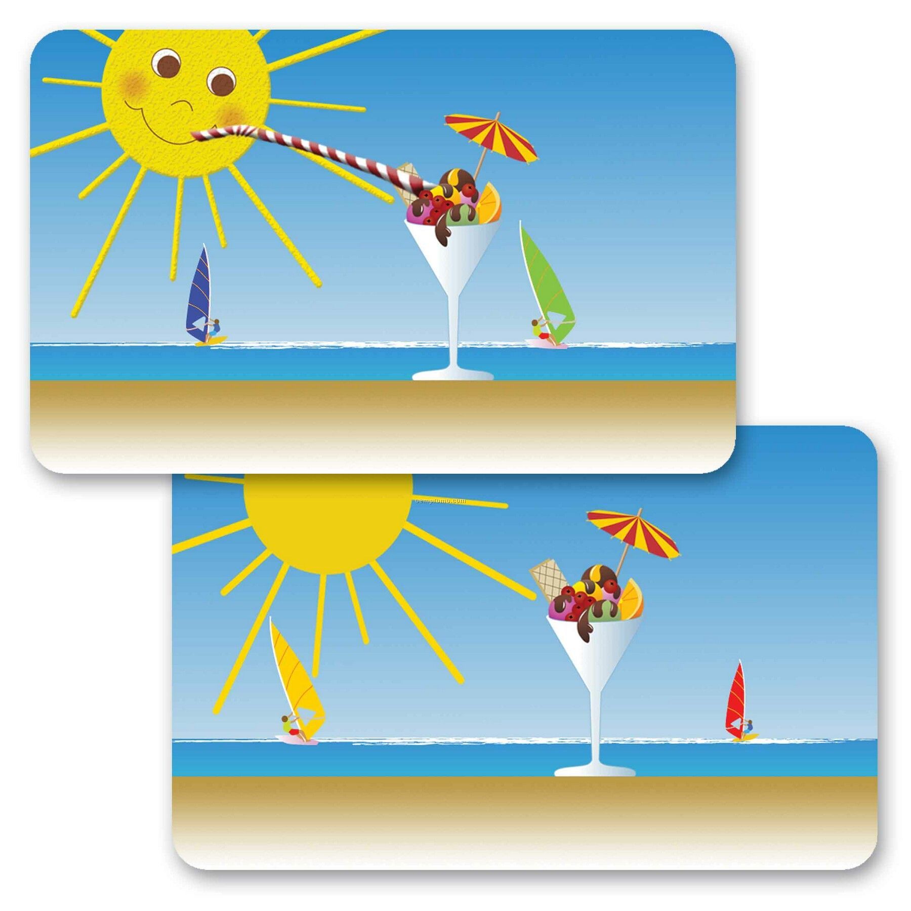 3d Lenticular Gift Card W/A Flip Sun And Sundae Animation (Blanks)