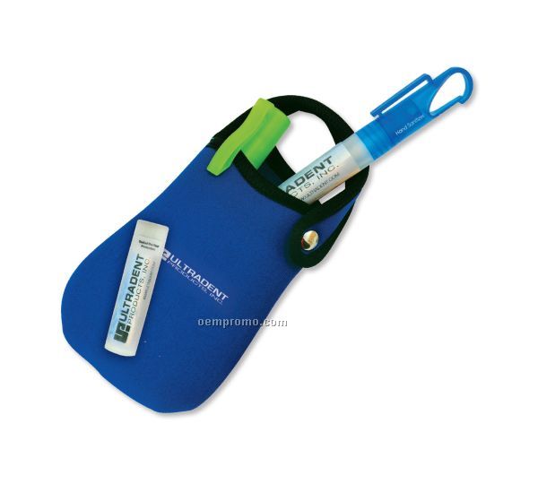 Snap-a-long Carry Kit W/ Hand Sanitizer, Lip Balm & Bug Repellent