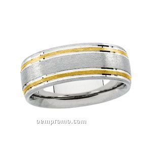 14ktt 7mm Ladies Comfort Fit Wedding Band Ring (Size 7)