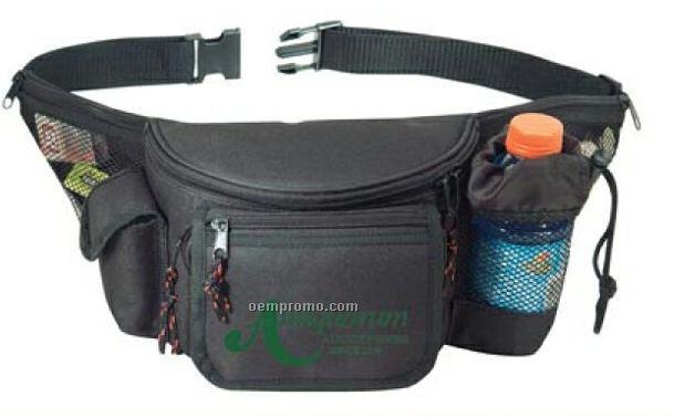 7 Zippers Fanny Pack With Bottle Holder & Cell Phone Pouch & Front Flap