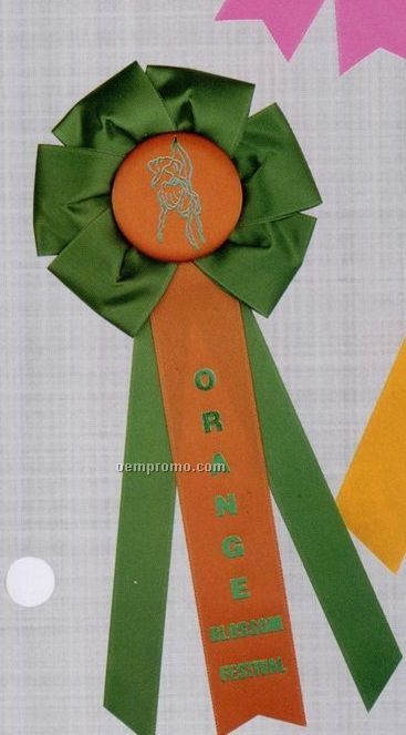 12" Custom Rosette Ribbon With Triple Streamers