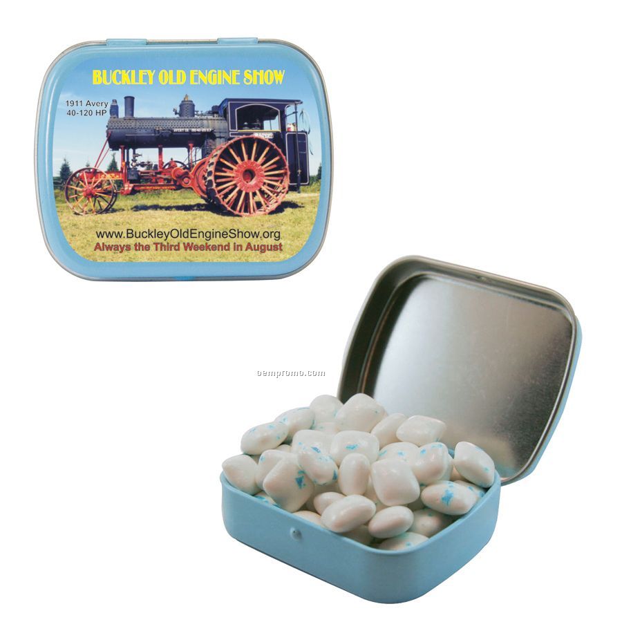 Small Light Blue Mint Tin Filled With Sugar Free Gum