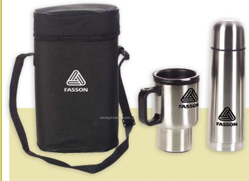 Stainless Steel Thermos Type And Dual Mug Set