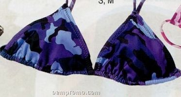 Women's Sky Blue Camouflage String Bikini Swimsuit Top