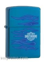 Blue Zippo Lighter W/ Harley Davidson Symbol