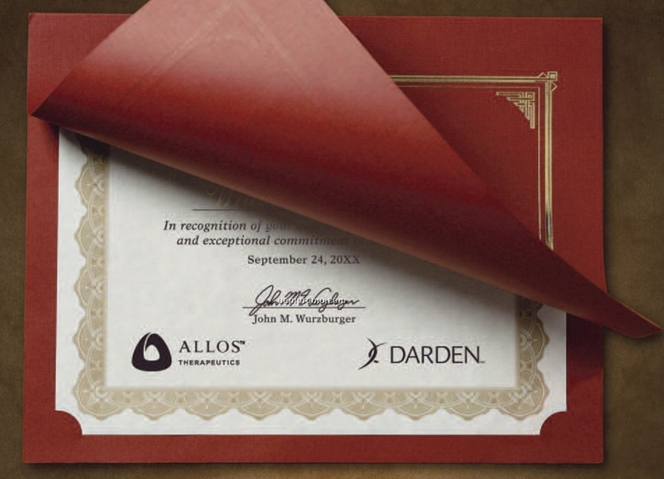 Certificate Gallery Maroon/ Gold Linen Certificate Holder