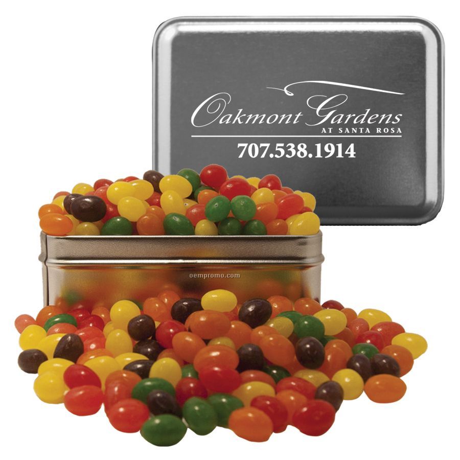 Silver Rectangle Tin With Jelly Beans