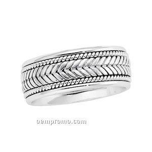 14kw 8mm Ladies Hand Woven Wedding Band Ring (Size 7)