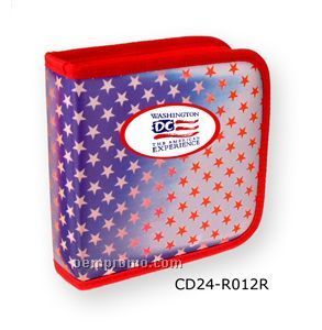 3d Lenticular CD Wallet/ Case With Red Trim- 24 Cd's (Stars)
