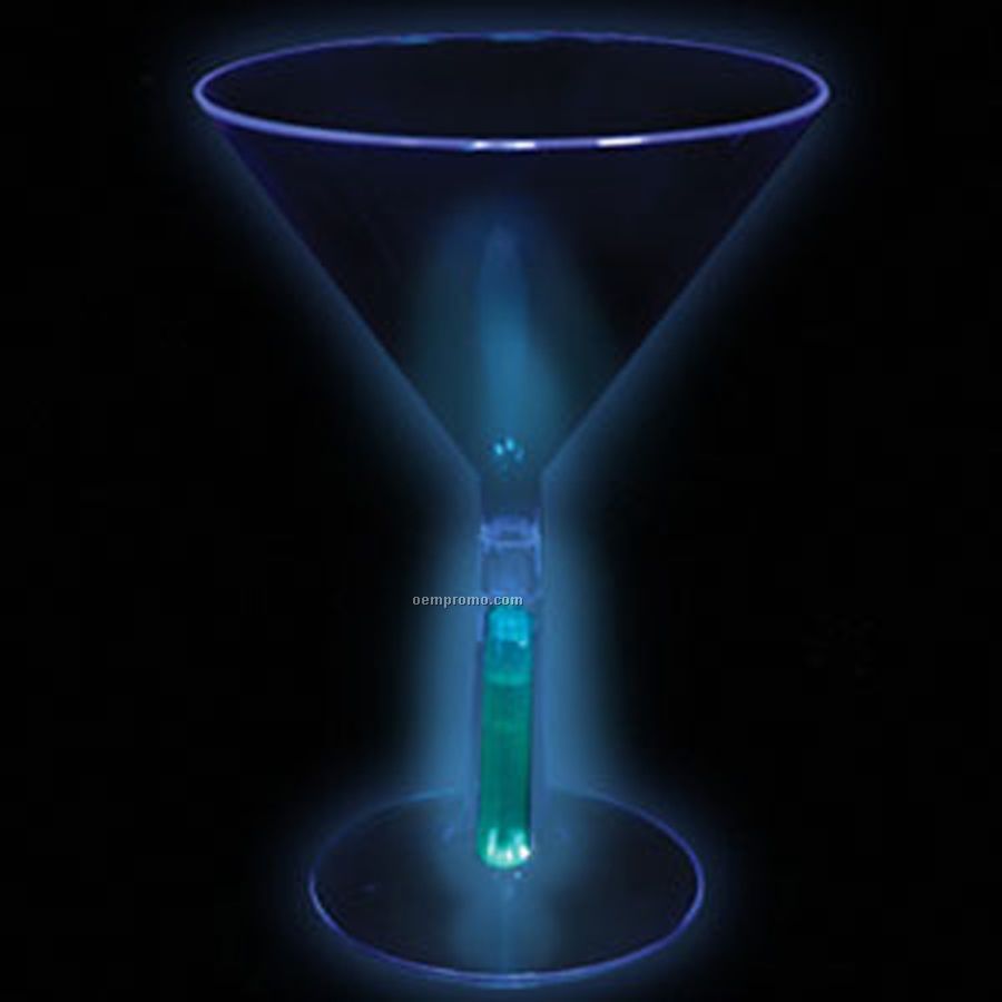 8 Oz. Blue Glow Martini Glass