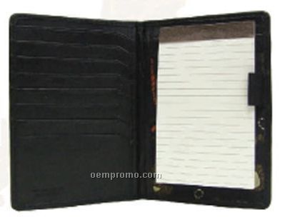 Black Napa Lambskin Credit Card Holder W/ Note Pad