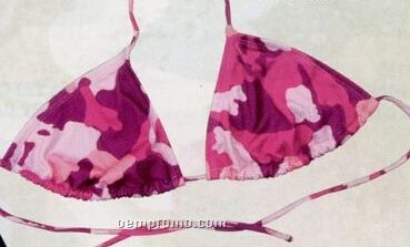 Women's Pink Camouflage String Bikini Swimsuit Top