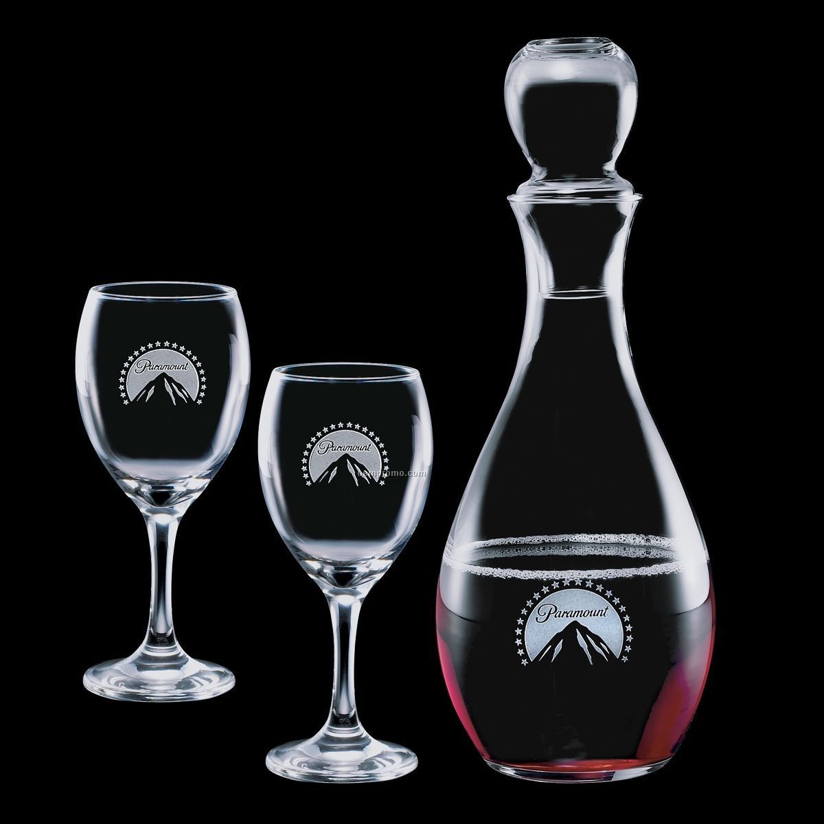 Carberry Decanter And 2 Wine Glasses